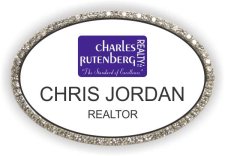 (image for) Charles Rutenberg Realty White/Silver Oval Bling Badge