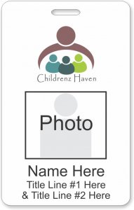 (image for) Childrenz Haven Photo ID Vertical Double Sided Badge - Two Title Lines