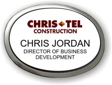 (image for) Chris-Tel Construction White Oval On Silver Executive Badge