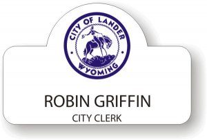 (image for) City of Lander White Shaped Badge