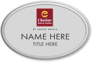 (image for) Clarion Inn & Suites Silver Oval Prestige Badge with Pebbled Frame