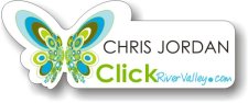 (image for) Click River Valley.com Shaped White Badge