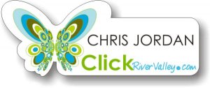 (image for) Click River Valley.com Shaped White Badge