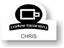 (image for) Coffee Beanery Shaped White Badge