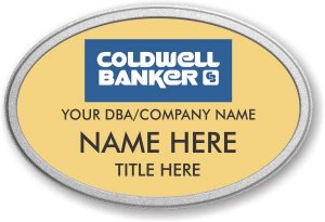 (image for) Coldwell Banker Oval Gold Prestige Badge with Pebbled Silver Frame