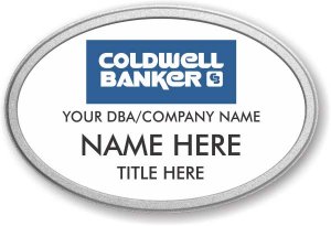 (image for) Coldwell Banker Oval White Prestige Badge with Pebbled Silver Frame