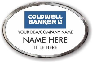 (image for) Coldwell Banker Oval White Prestige Badge, Polished Silver Frame