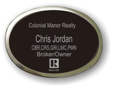 (image for) Colonial Manor Realty Executive Oval Black Silver Framed Badge