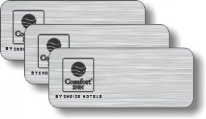 (image for) Comfort Inn Pack of 25 Brushed Nickel Logo Only Badges (Black logo)