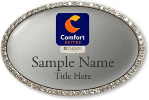 (image for) Comfort Suites Orange Purple Oval Bling Silver badge