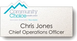 (image for) Community Choice Credit Union Shaped Silver Badge