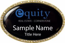 (image for) Equity Cornerstone Real Estate Oval Bling Gold Badge with Black Insert