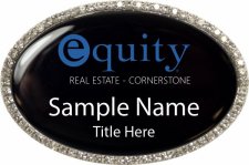 (image for) Equity Cornerstone Real Estate Oval Bling Silver Badge with Black Insert