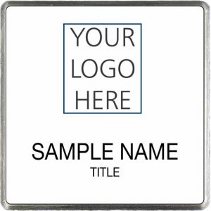 (image for) Custom Logo Silver Square Executive White Badge