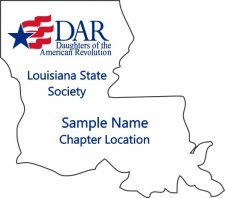 (image for) Louisiana DAR Shaped White Name Badge