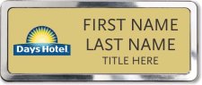 (image for) Days Hotel Gold Prestige Badge with Polished Frame - Stacked Name