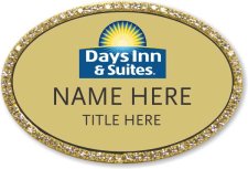 (image for) Days Inn & Suites Oval Gold Bling Badge