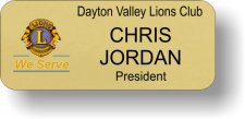 (image for) Dayton Valley Lions Club Gold Badge We Serve Logo