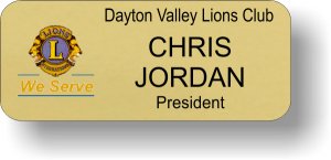 (image for) Dayton Valley Lions Club Gold Badge We Serve Logo