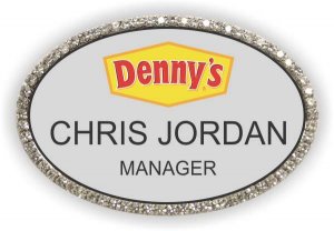 (image for) Denny\'s Silver Oval Bling Badge