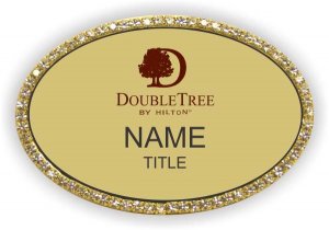 (image for) Double Tree Oval Gold Bling Badge