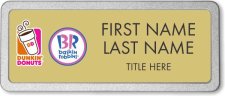 (image for) Dunkin' Brands Gold Pebbled Frame Prestige Badge - Stacked Name