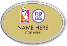 (image for) Dunkin' Brands Oval Gold Pebbled Frame Prestige Badge