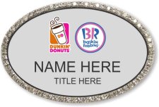 (image for) Dunkin' Brands Oval Silver Bling Badge