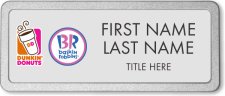 (image for) Dunkin' Brands Silver Pebbled Frame Prestige Badge - Stacked Name