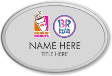 (image for) Dunkin' Brands Oval Silver Pebbled Frame Prestige Badge