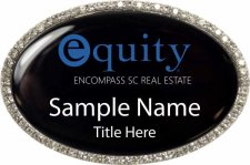 (image for) Equity Real Estate Oval Bling Silver Badge with Black Insert