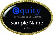 (image for) Equity Real Estate Oval Bling Gold Badge with Black Insert