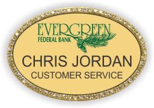 (image for) Evergreen Federal Bank Oval Gold Bling Badge