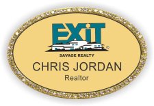 (image for) Exit Realty Oval Gold Bling Badge