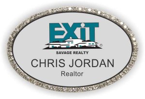 (image for) Exit Realty Oval Silver Bling Badge