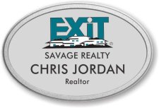 (image for) Exit Realty Oval Silver Prestige Badge with Pebbled Silver Frame