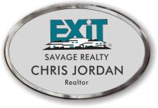 (image for) Exit Realty Oval Silver Prestige Badge, Polished Silver Frame