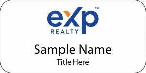 (image for) exp Realty 3\"W x 1.5\"H Standard White badge