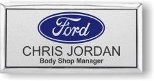 (image for) Ford Dealerships Executive Silver Badge (Blue Logo on top)