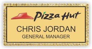 (image for) Pizza Hut Logo 2 Gold Bling Badge (NiceGuard)