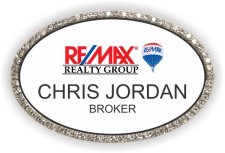 (image for) Remax Oval White - Silver Framed Bling Badge