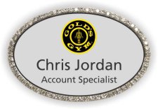 (image for) Gold's Gym Silver Oval Bling Badge