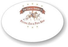 (image for) 3" X 2" Great American Petting Zoo & Pony Ride White Logo OnlyOval Badge