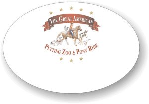 (image for) 3\" X 2\" Great American Petting Zoo & Pony Ride White Logo OnlyOval Badge