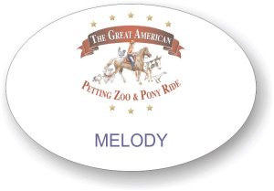 (image for) 3\" X 2\" Great American Petting Zoo & Pony Ride White Oval Badge