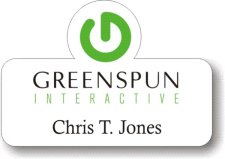 (image for) Greenspun Interactive Shaped White Badge