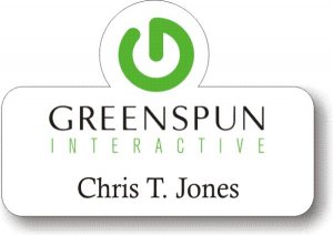 (image for) Greenspun Interactive Shaped White Badge