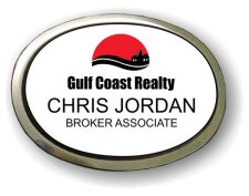 (image for) Gulf Coast Realty Executive Oval White Silver Framed Badge