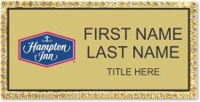 (image for) Hampton Inn Logo A Gold Bling Badge - Stacked Name