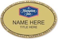 (image for) Hampton Inn Logo A Gold Oval Bling Badge